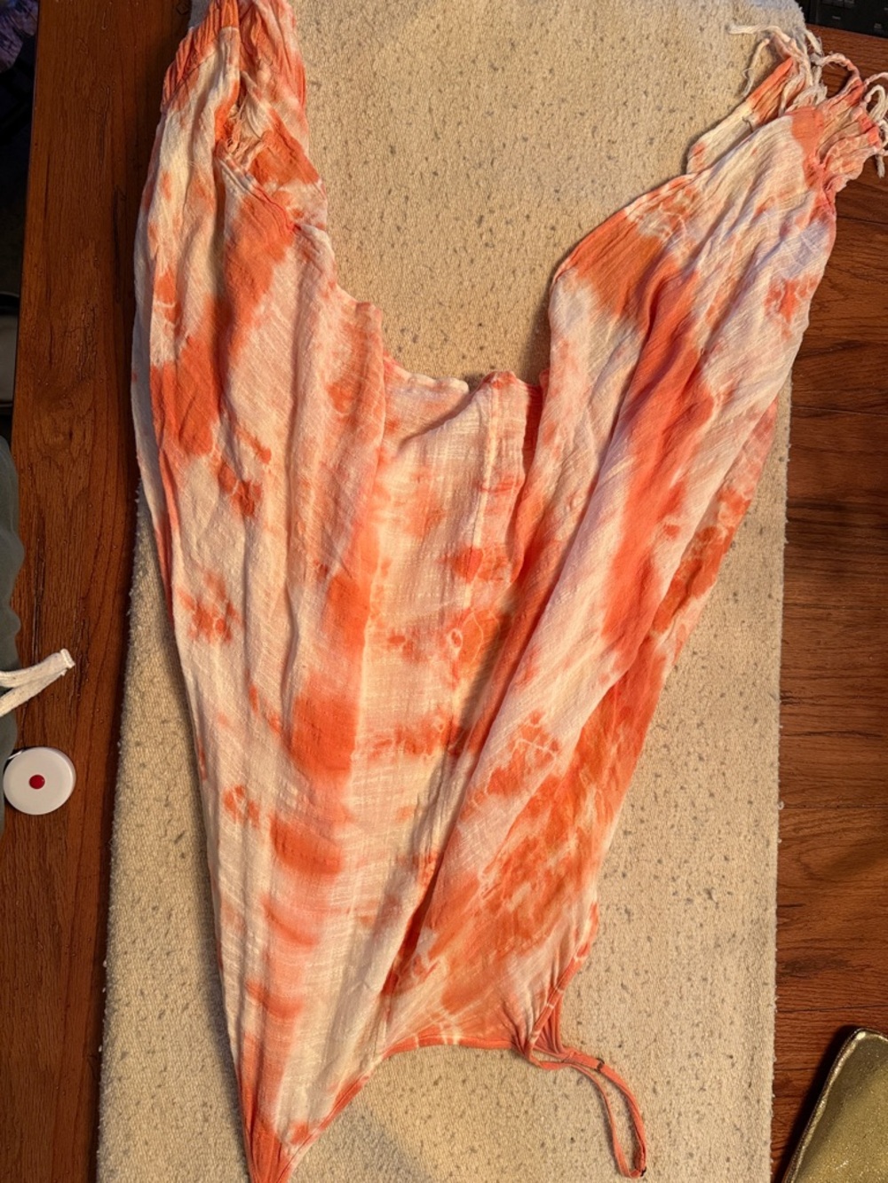Billabong Orange and Cream Tie-Dye Cotton Dress